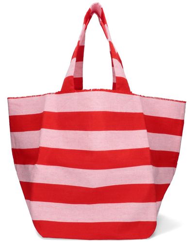 Daniela Gregis Striped Tote Bag - Red