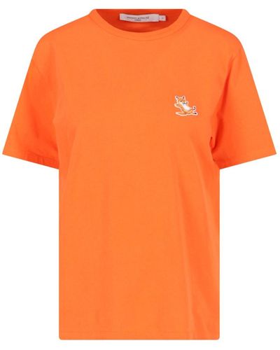 Maison Kitsuné T-Shirt "Chillax Fox" - Arancione