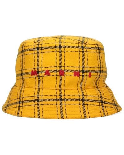 Marni Tartan Bucket Hat - Yellow
