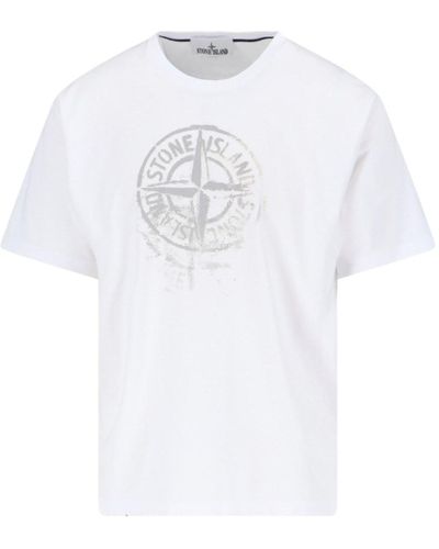 Stone Island T-Shirt Stampa - Bianco