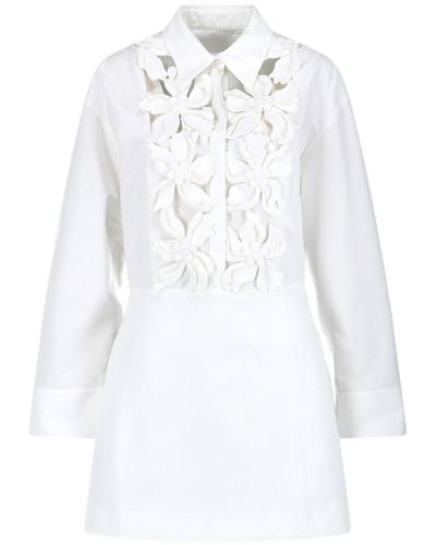 Valentino Compact Poplin Embroidered Short Dress - White