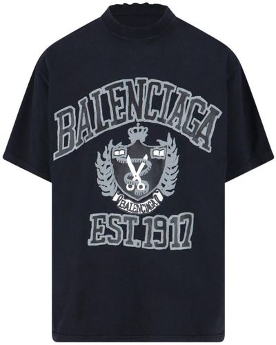 Balenciaga T-Shirt Logo - Blu