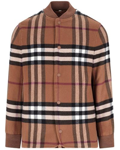 Burberry "check" Bomber Jacket - Brown