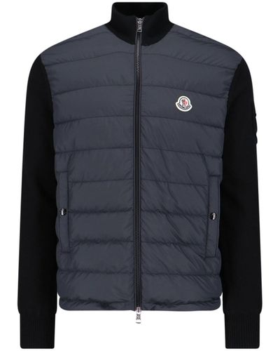 Moncler Cardigan Dettagli Nylon - Blu