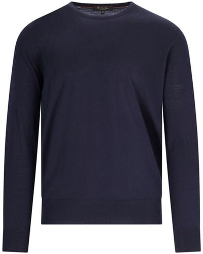 Loro Piana Crew Neck Basic Sweater - Blue