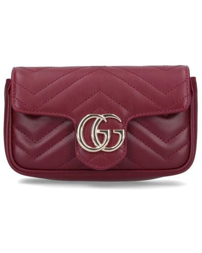 Gucci "Gg Marmont" Mini Shoulder Bag - Red