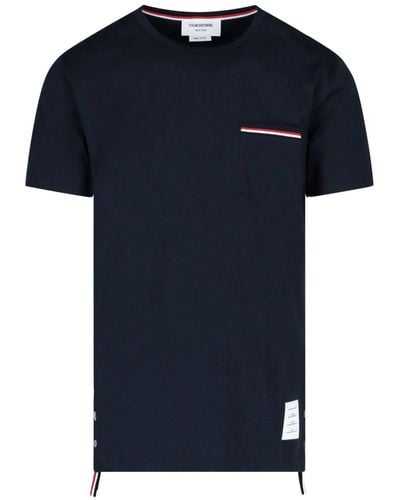 Thom Browne T-Shirt Dettagli Tricolore - Blu