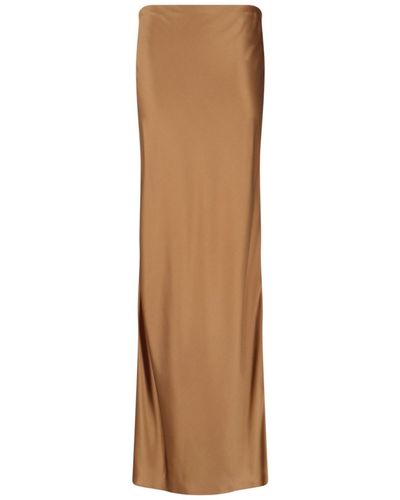 Saint Laurent Silk Maxi Skirt - Brown