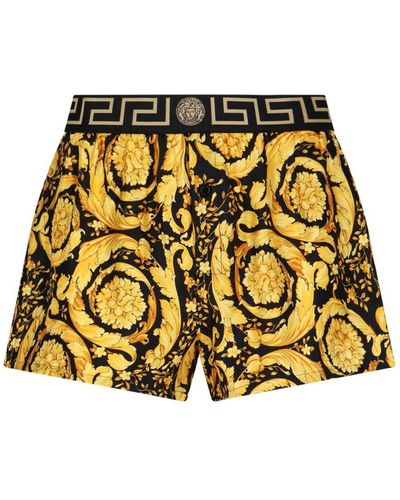 Versace 'barocco' Pajama Shorts - Yellow