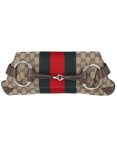 Gucci Medium Shoulder Bag "horsebit Chain" - Natural