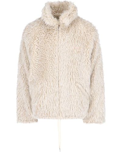 Marni Faux Shearling Hooded Jacket - White