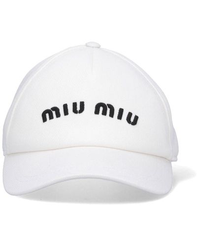 Miu Miu Cappello Baseball Logo - Bianco