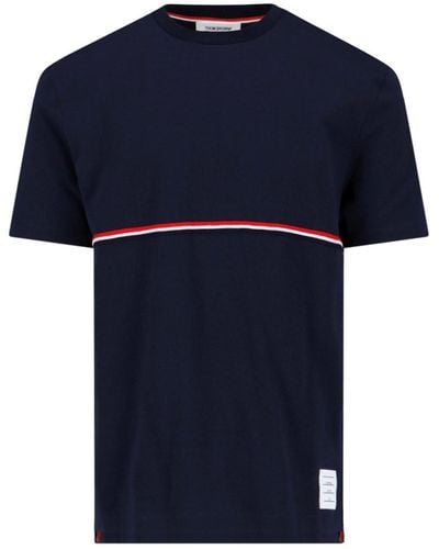 Thom Browne T-Shirt Dettaglio Tricolore - Blu
