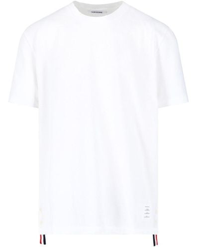 Thom Browne T-Shirt Dettaglio Tricolore Retro - Bianco