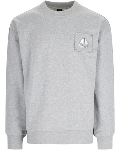 Moose Knuckles Logo Crewneck Sweatshirt - Grey
