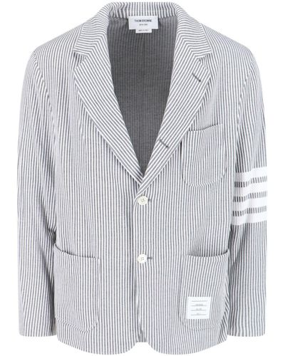 Thom Browne Seersucker Sack Jacket - Gray