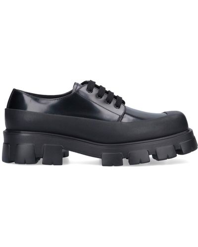 Prada Brushed Leather Derby - Black