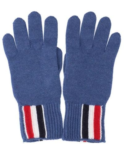 Thom Browne "4-bar" Intarsia Gloves - Blue