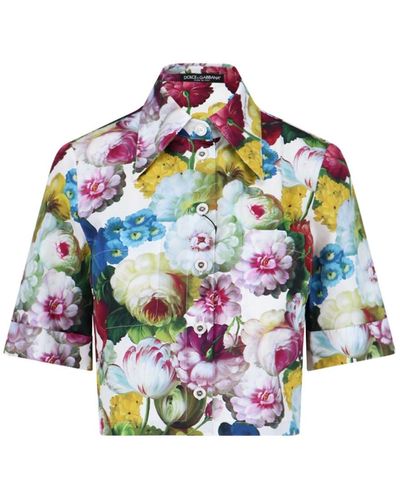 Dolce & Gabbana Garden Print Crop Shirt - Multicolour