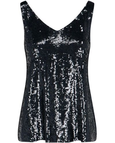 P.A.R.O.S.H. Sequins Embroidery Tank Top - Black
