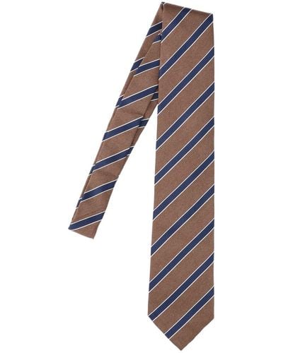 Cesare Attolini Striped Tie - White