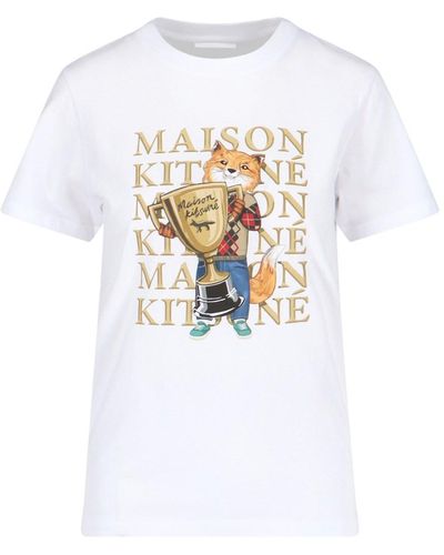 Maison Kitsuné T-Shirt "Fox Champion" - Bianco