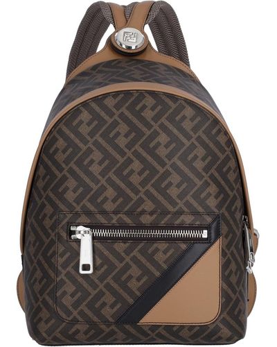 Fendi 'chiodo Diagonal' Small Backpack - Brown