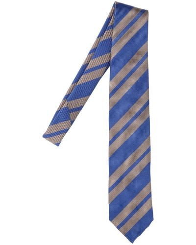 Cesare Attolini Striped Silk Tie - Blue
