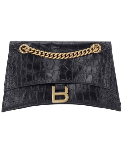Balenciaga Crush Chain Small Leather Shoulder Bag - Black