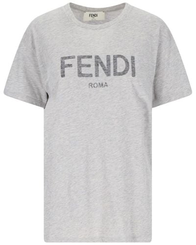 Fendi T-Shirt Logo - Grigio