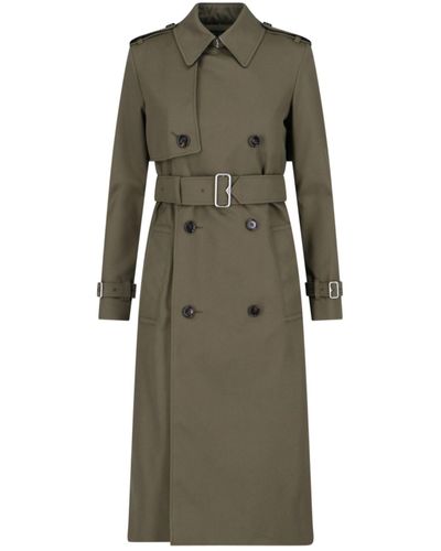 Burberry Double-breasted Midi Trench Coat - Green