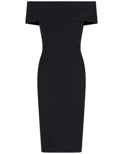 Bottega Veneta Midi Dress With Bare Shoulders - Black