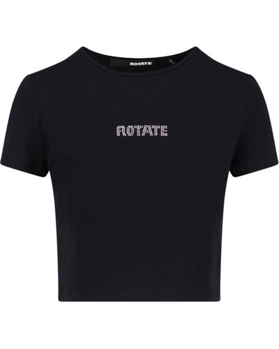 ROTATE BIRGER CHRISTENSEN T-Shirt Crop Logo - Blu