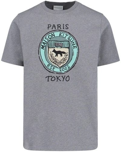 Maison Kitsuné 'city Coins' T-shirt - Gray