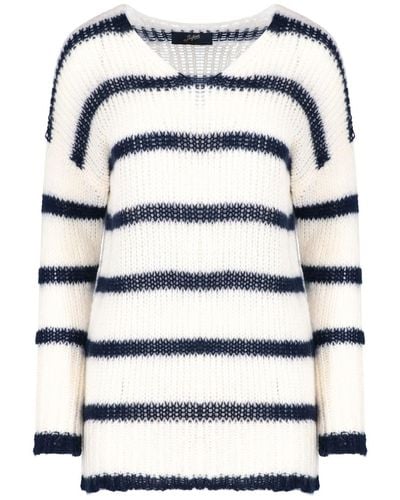 The Seafarer Striped Maxi Sweater - White