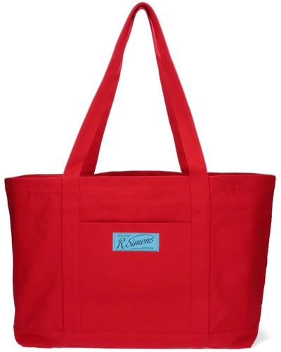 Raf Simons Oversized Logo Tote Bag - Red