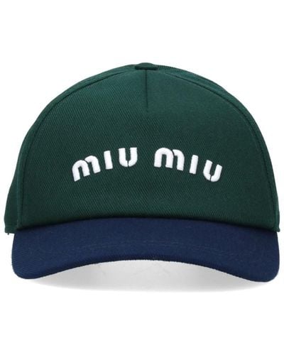 Miu Miu Cappello Baseball Logo - Verde