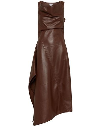 Bottega Veneta Draped Midi Dress - Brown