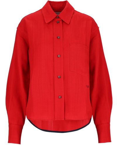 Victoria Beckham Carmine Cropped Shirt - Red