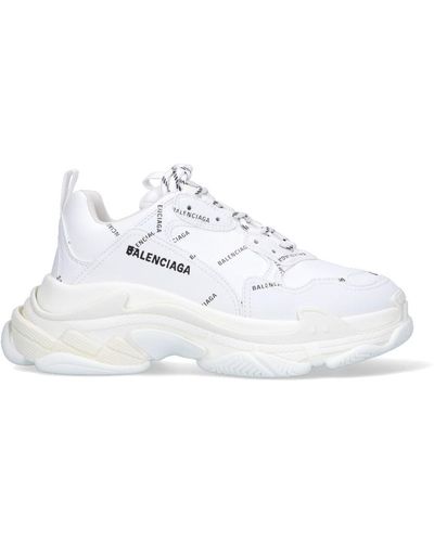 Balenciaga Men's Triple S Logo-print Faux-leather And Mesh Low-top Sneakers - White