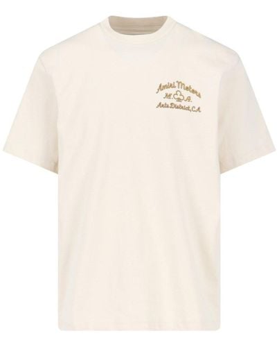 Amiri T-shirt in jersey di cotone con logo applicato - Neutro