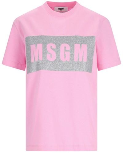 MSGM T-Shirt Stampa - Rosa