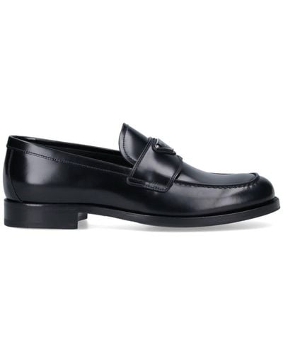 Prada Logo Loafers - Black