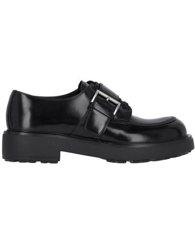 Prada Derby Shoes With Monk Strap - Black