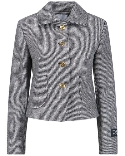 Patou Crop Tweed Jacket - Gray