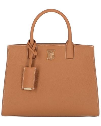 Burberry Mini Leather Frances Tote Bag - Brown