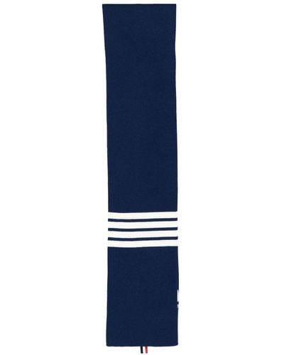 Thom Browne Striped Detail Scarf - Blue
