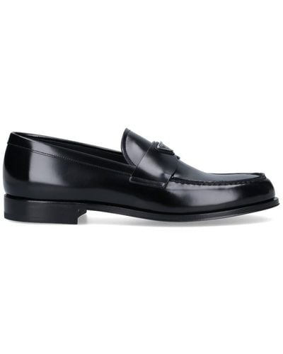 Prada Logo Loafers - Black