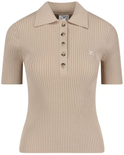 Courreges Knitted Polo Shirt - Natural