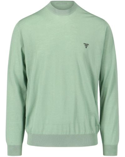 Prada Logo Embroidery Sweater - Green
